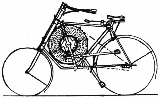 Схема мотоцикла с пружинным приводом 1893 года 